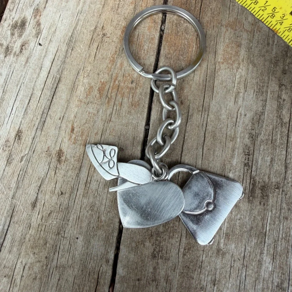 Nine West Keychain  Silver Heart Shoe Handbag Charms  Metal Accessory Vtg Y2K